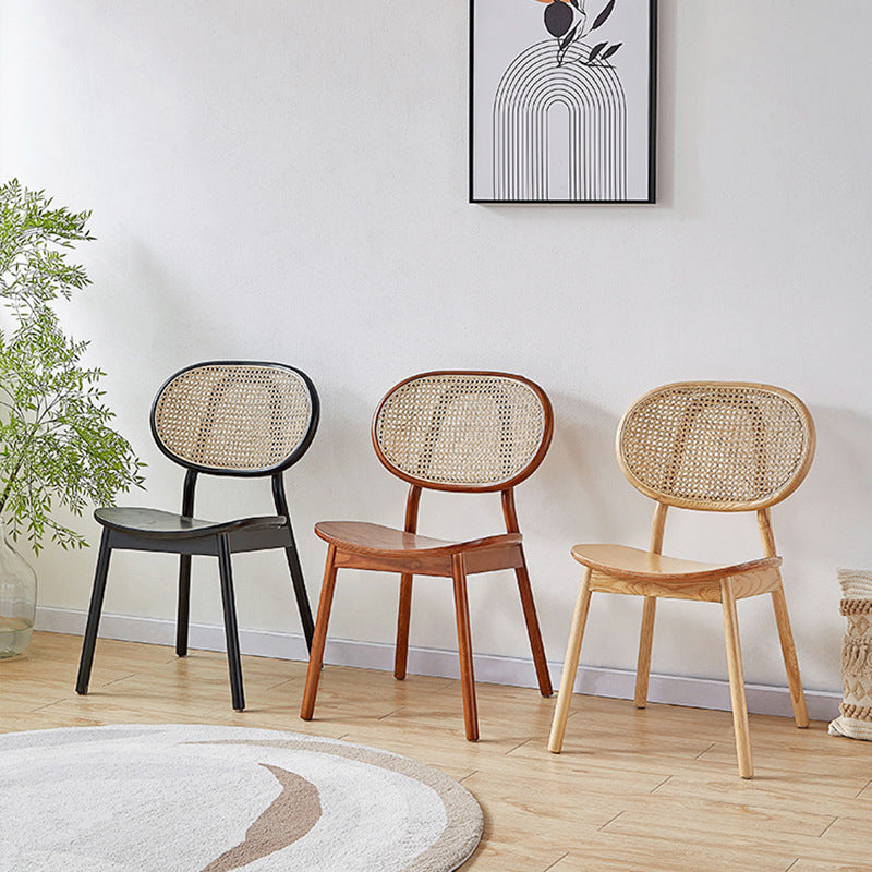 Modern Minimalist Square Curved Wood Rattan Dining Chair Backrest For Dining Room