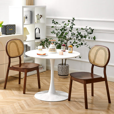 Modern Minimalist Square Curved Wood Rattan Dining Chair Backrest For Dining Room