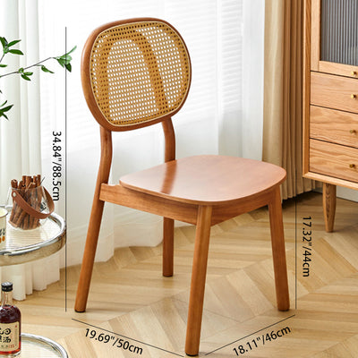 Modern Minimalist Square Curved Wood Rattan Dining Chair Backrest For Dining Room