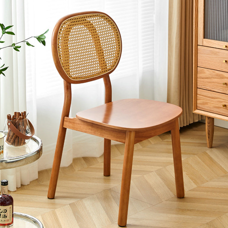 Modern Minimalist Square Curved Wood Rattan Dining Chair Backrest For Dining Room