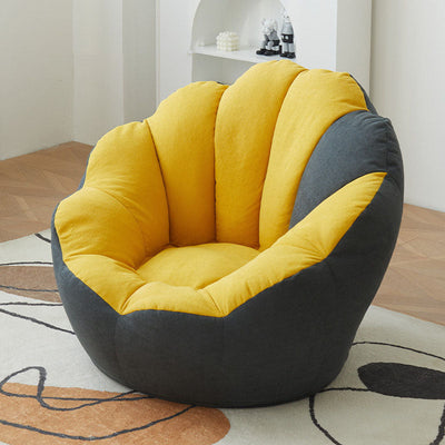 Modern Minimalist Fabric Foam Particle Round Shell Accent Chair Backrest Armless For Living Room