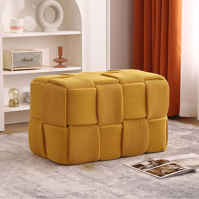 Contemporary Creative Velvet Solid Wood Rectangular Chair Backless Armless For Living Room