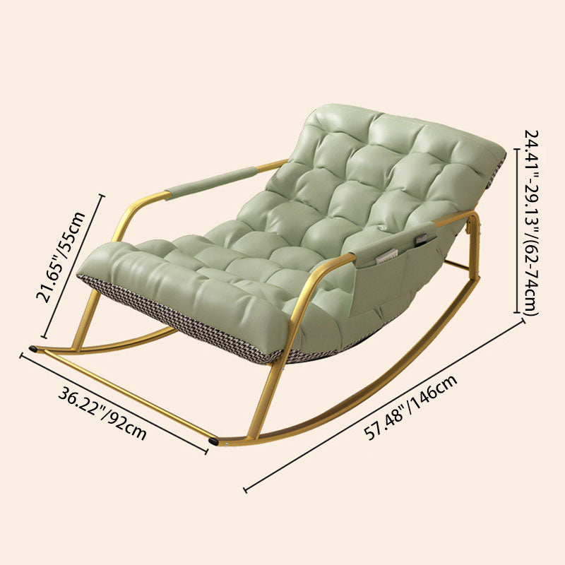 Moderner minimalistischer rechteckiger Liegestuhl aus Eisen, Leder und Baumwolle mit Rückenlehne, Armlehne und Fußstütze für das Wohnzimmer 