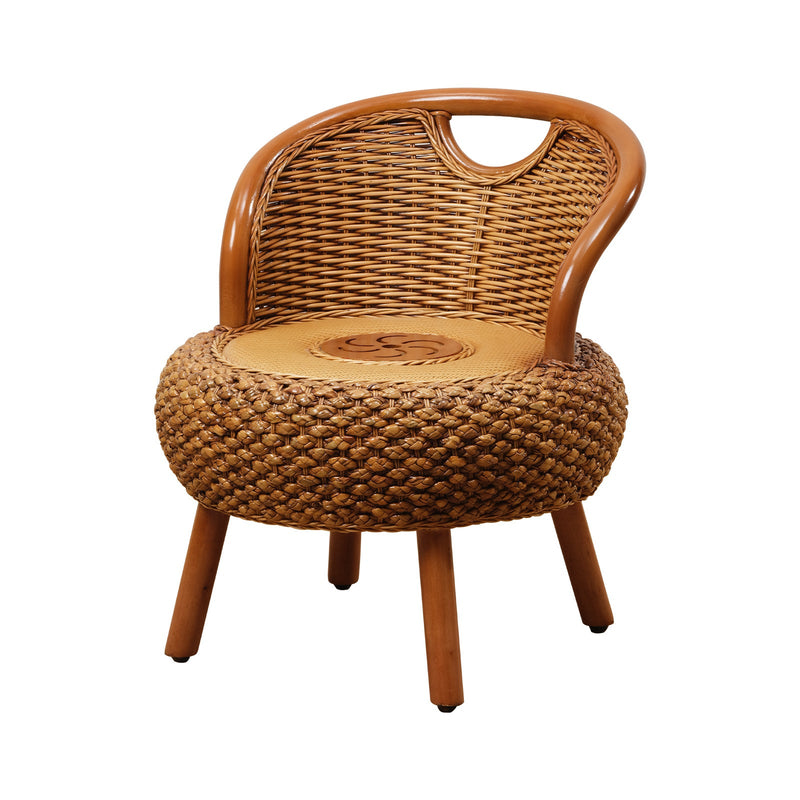 Modern Minimalist Rattan Wood Round Chair Backrest Armless For Living Room