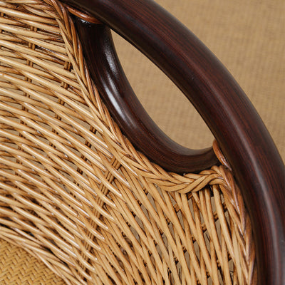 Modern Minimalist Rattan Wood Round Chair Backrest Armless For Living Room