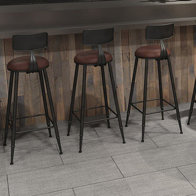 Modern Minimalist Iron Wood Leather Round Rectangular Bar Stool Backrest For Dining Room