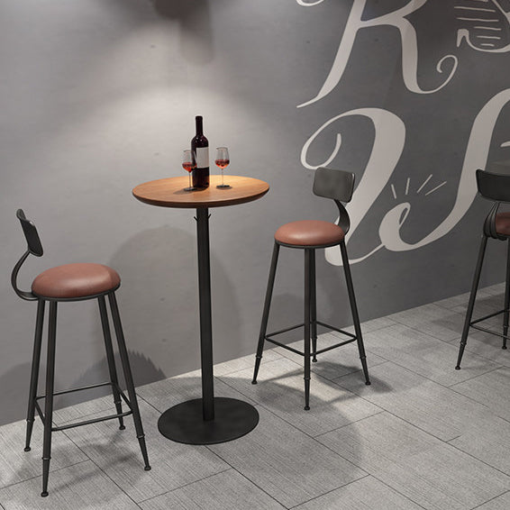 Modern Minimalist Iron Wood Leather Round Rectangular Bar Stool Backrest For Dining Room