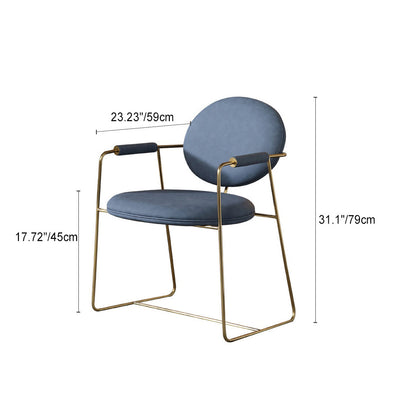 Contemporary Scandinavian Leather Metal Round Oval Dining Chair Backrest Armrest For Dining Room