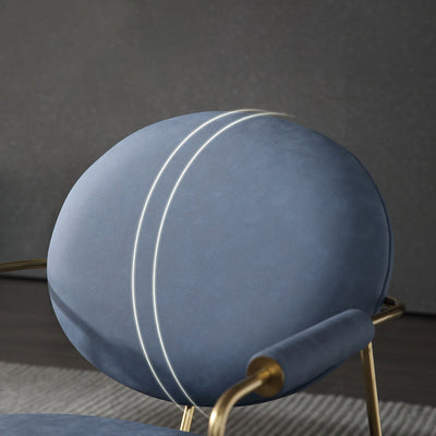 Contemporary Scandinavian Leather Metal Round Oval Dining Chair Backrest Armrest For Dining Room