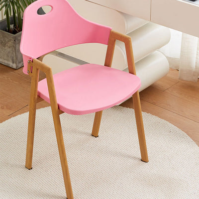 Contemporary Scandinavian Plastic Solid Wood Square Oval Dining Chair Backrest Armrest For Dining Room