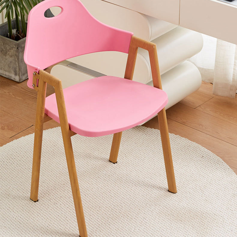 Contemporary Scandinavian Plastic Solid Wood Square Oval Dining Chair Backrest Armrest For Dining Room