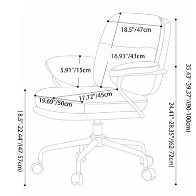 Modern Minimalist Leather Nylon Steel Square Bread Desk Chair Backrest Armrest For Home Office