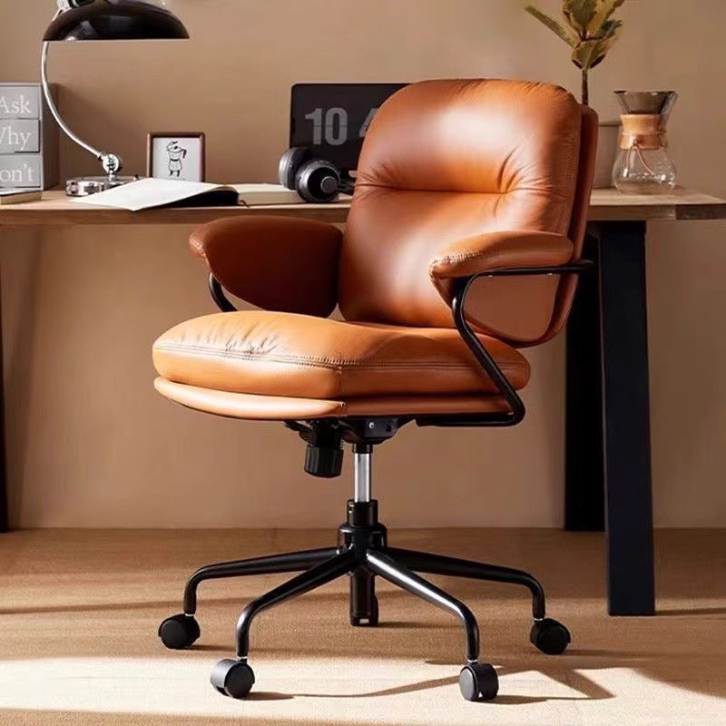 Modern Minimalist Leather Nylon Steel Square Bread Desk Chair Backrest Armrest For Home Office