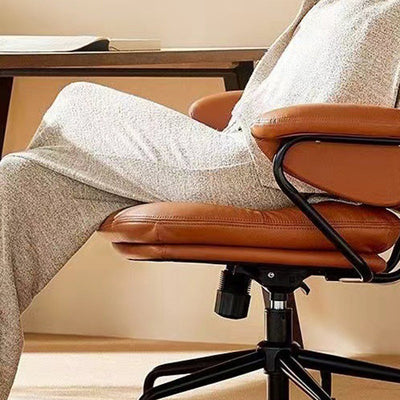 Modern Minimalist Leather Nylon Steel Square Bread Desk Chair Backrest Armrest For Home Office