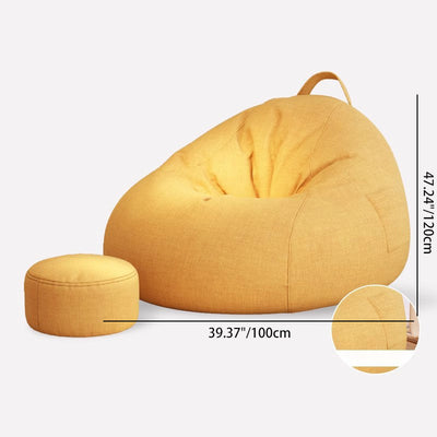 Modern Minimalist Fabric Foam Particles Spherical Bun Accent Chair Backrest Footrest For Living Room