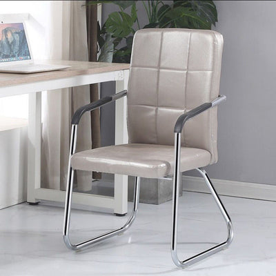 Modern Minimalist Leather Steel Rectangular Square Desk Chair Backrest Armrest For Home Office