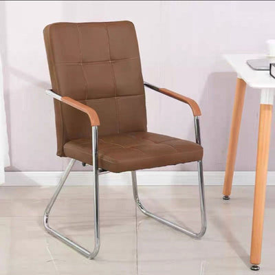 Modern Minimalist Leather Steel Rectangular Square Desk Chair Backrest Armrest For Home Office