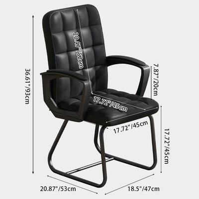 Modern Minimalist Leather Fabric Steel Square Rectangle Plaid Desk Chair Backrest Armrest For Home Office