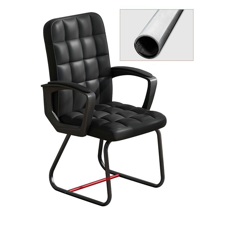 Modern Minimalist Leather Fabric Steel Square Rectangle Plaid Desk Chair Backrest Armrest For Home Office