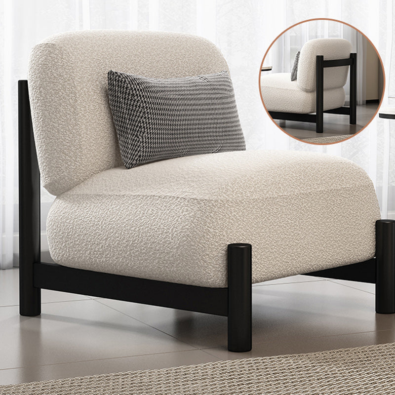 Contemporary Scandinavian Velvet Solid Wood Metal Square Rectangle Cylinder Accent Chair Backrest For Living Room