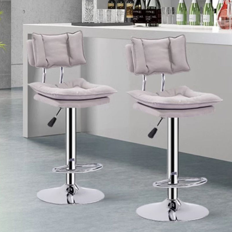 Modern Simplicity Leather Metal Base Height Adjustable Swivel Bar Stool Backrest Footrest For Dining Room