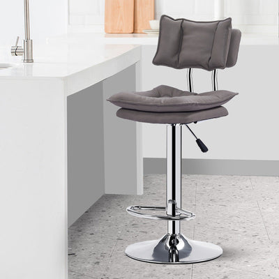 Modern Simplicity Leather Metal Base Height Adjustable Swivel Bar Stool Backrest Footrest For Dining Room