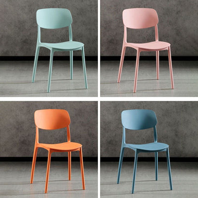 Contemporary Scandinavian Macaron Square Plastic Stackable Dining Chair Backrest For Dining Room