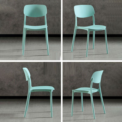 Contemporary Scandinavian Macaron Square Plastic Stackable Dining Chair Backrest For Dining Room