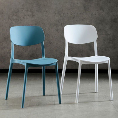 Contemporary Scandinavian Macaron Square Plastic Stackable Dining Chair Backrest For Dining Room