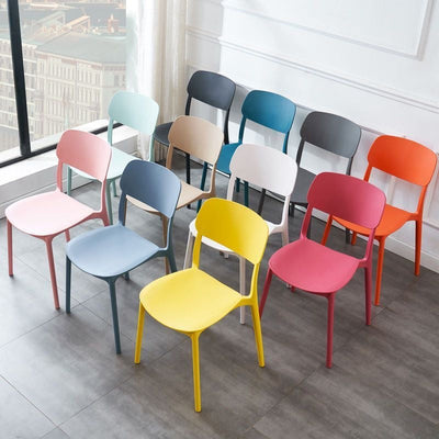 Contemporary Scandinavian Macaron Square Plastic Stackable Dining Chair Backrest For Dining Room