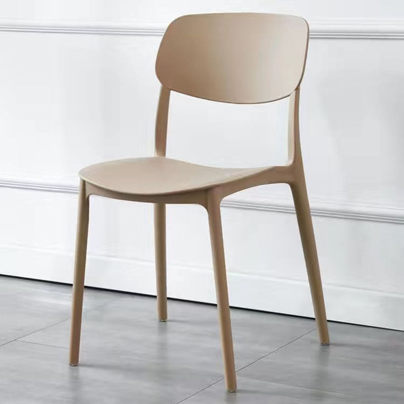 Contemporary Scandinavian Macaron Square Plastic Stackable Dining Chair Backrest For Dining Room