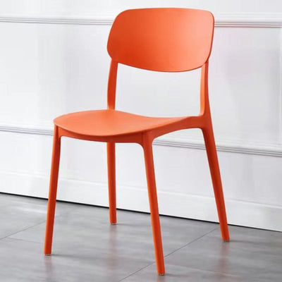 Contemporary Scandinavian Macaron Square Plastic Stackable Dining Chair Backrest For Dining Room