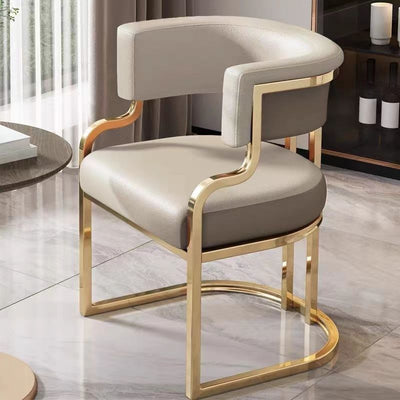 Contemporary Luxury Curved Microfiber Leather Upholstered Metal Frame Dining Chair Backrest For Dining Room