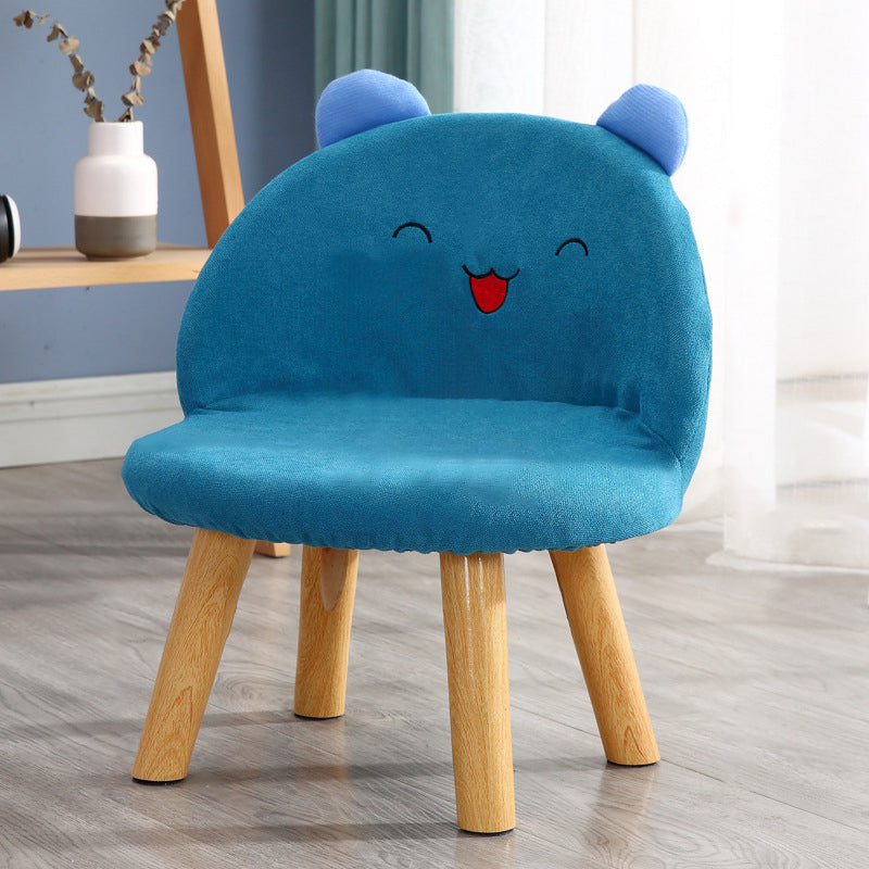 Contemporary Creative Smiley Face Cotton Linen Childlike Low Stool Backrest For Living Room