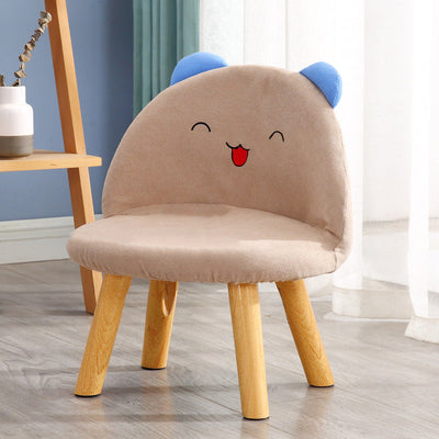 Contemporary Creative Smiley Face Cotton Linen Childlike Low Stool Backrest For Living Room