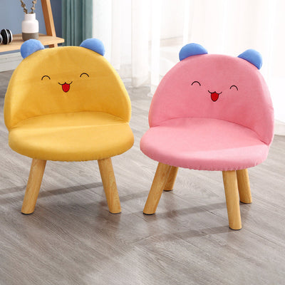 Contemporary Creative Smiley Face Cotton Linen Childlike Low Stool Backrest For Living Room