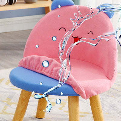 Contemporary Creative Smiley Face Cotton Linen Childlike Low Stool Backrest For Living Room