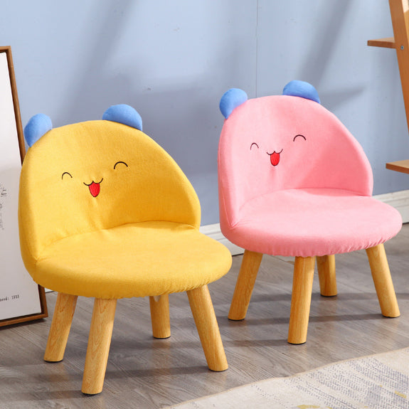 Contemporary Creative Smiley Face Cotton Linen Childlike Low Stool Backrest For Living Room