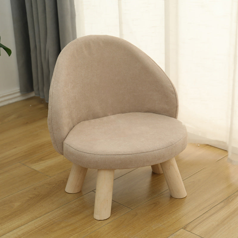 Contemporary Nordic Cotton Linen Upholstered Wood Legs Low Stool Backrest For Living Room