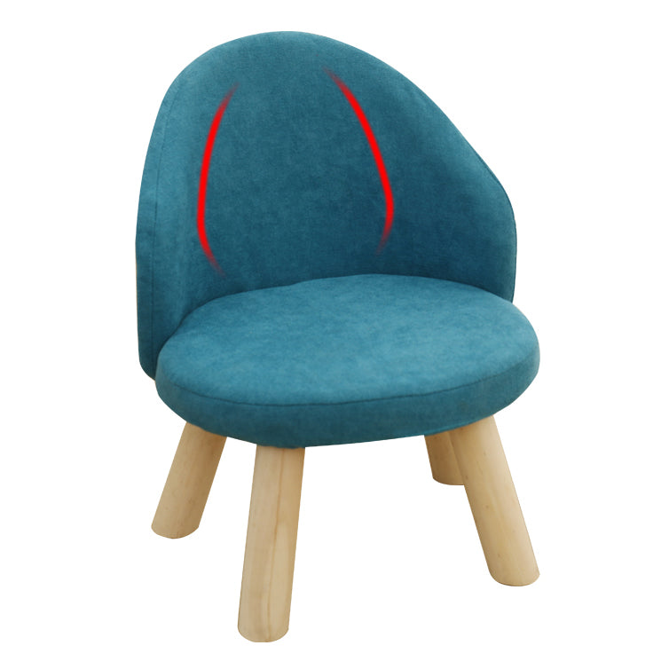 Contemporary Nordic Cotton Linen Upholstered Wood Legs Low Stool Backrest For Living Room