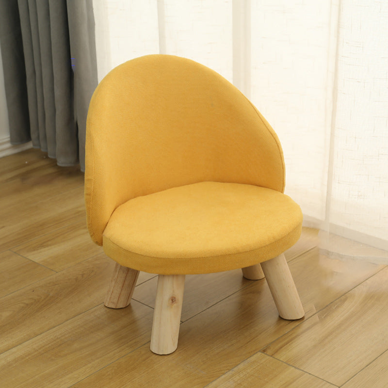 Contemporary Nordic Cotton Linen Upholstered Wood Legs Low Stool Backrest For Living Room