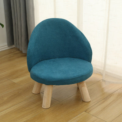 Contemporary Nordic Cotton Linen Upholstered Wood Legs Low Stool Backrest For Living Room