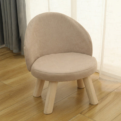 Contemporary Nordic Cotton Linen Upholstered Wood Legs Low Stool Backrest For Living Room