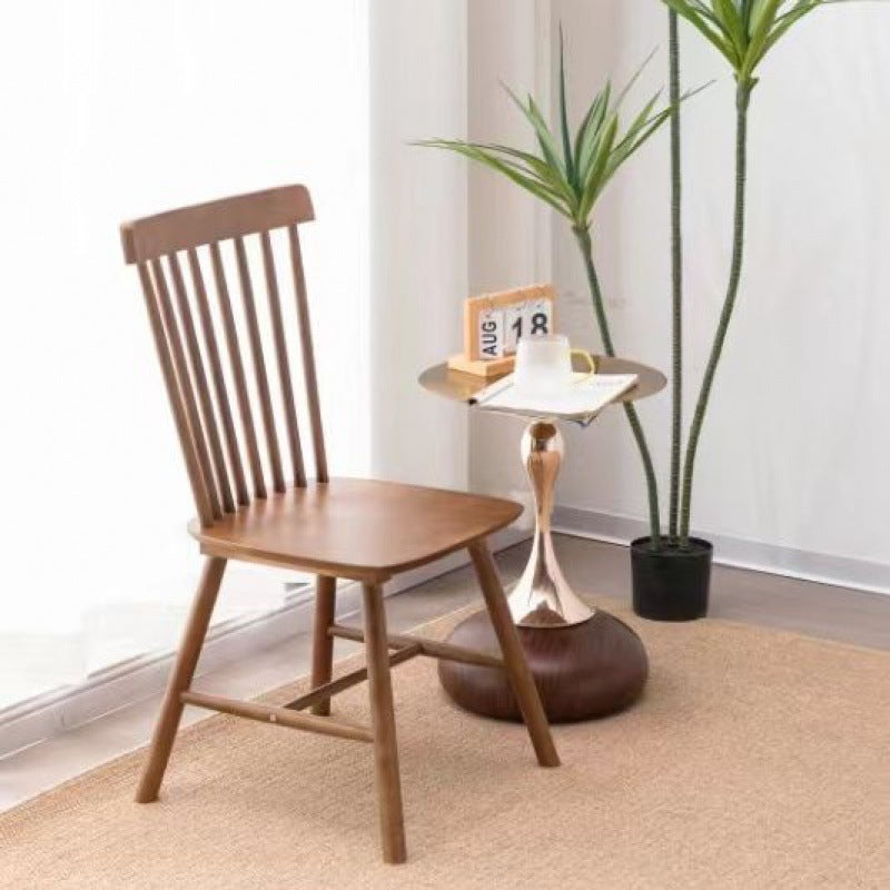 Contemporary Retro Solid Wood Splayed Legs Dining Chair Curved Slat Back For Dining Room