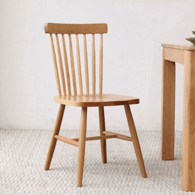 Contemporary Retro Solid Wood Splayed Legs Dining Chair Curved Slat Back For Dining Room