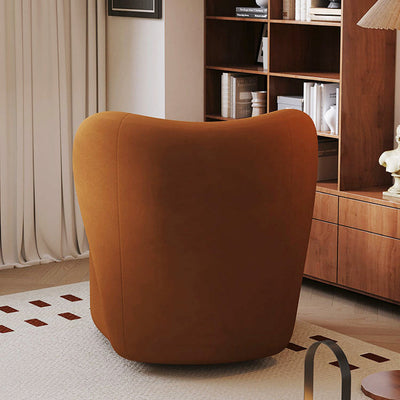 Contemporary Scandinavian Curved Frosted Velvet Upholstered Swivel Accent Chair Wing Back For Living Room