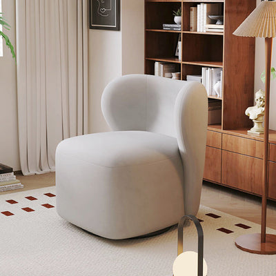 Contemporary Scandinavian Curved Frosted Velvet Upholstered Swivel Accent Chair Wing Back For Living Room