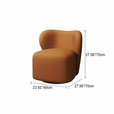 Contemporary Scandinavian Curved Frosted Velvet Upholstered Swivel Accent Chair Wing Back For Living Room