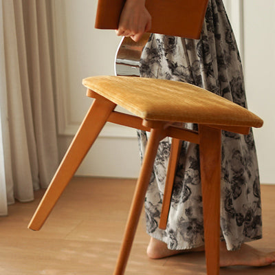 Traditional French Striped Velvet Upholstered Splayed Legs Dining Chair Backrest For Dining Room