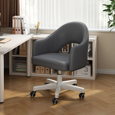 Modern Minimalist Curved Leather Upholstered Swivel Desk Chair Backrest Armrest For Home Office